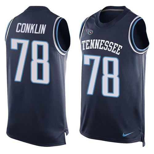 Nike Titans #78 Jack Conklin Navy Blue Alternate Men's Stitched NFL Limited Tank Top Jersey