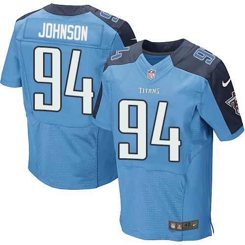 Nike Titans #94 Austin Johnson Light Blue Team Color Men's Stitched NFL Elite Jersey