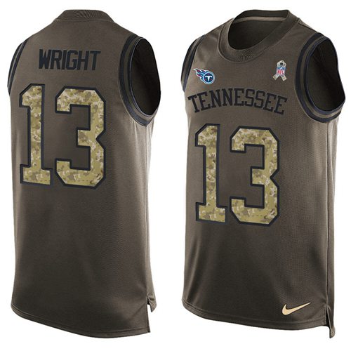 Nike Titans #13 Kendall Wright Green Men's Stitched NFL Limited Salute To Service Tank Top Jersey