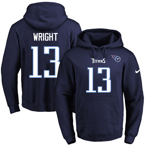 Nike Titans #13 Kendall Wright Navy Blue Name & Number Pullover NFL Hoodie