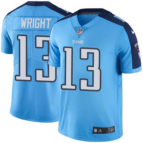 Nike Titans #13 Kendall Wright Light Blue Men's Stitched NFL Limited Rush Jersey