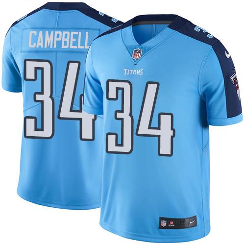 Nike Titans #34 Earl Campbell Light Blue Men's Stitched NFL Limited Rush Jersey