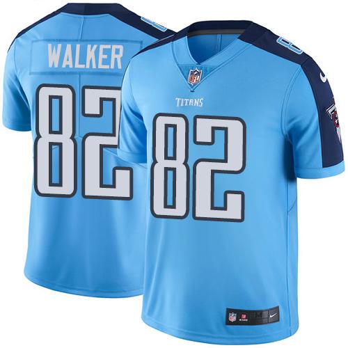 Nike Titans #82 Delanie Walker Light Blue Men's Stitched NFL Limited Rush Jersey