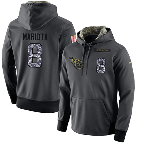NFL Men's Nike Tennessee Titans #8 Marcus Mariota Stitched Black Anthracite Salute to Service Player Performance Hoodie