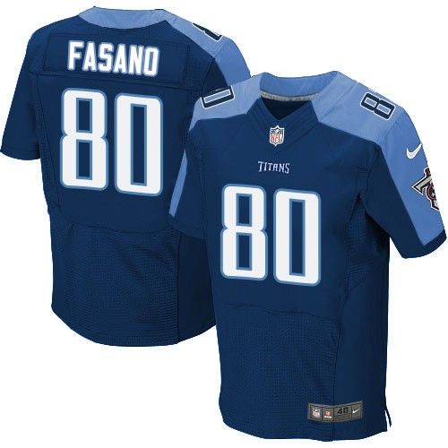 Nike Titans #80 Anthony Fasano Navy Blue Alternate Men's Stitched NFL Elite Jersey