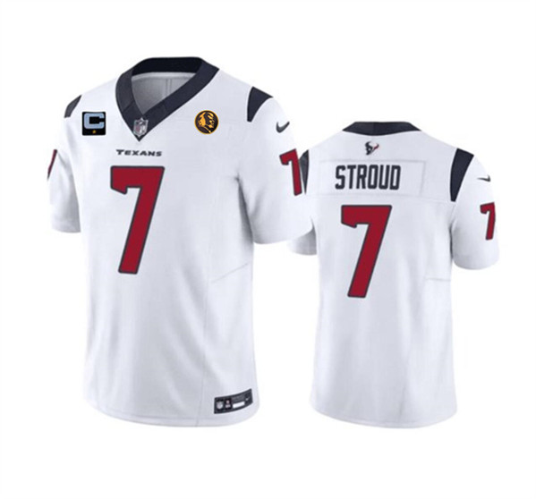 Men's Houston Texans #7 C.J. Stroud White 2023 F.U.S.E. With 1-star C Patch John Madden Patch Vapor Limited Football Stitched Jersey