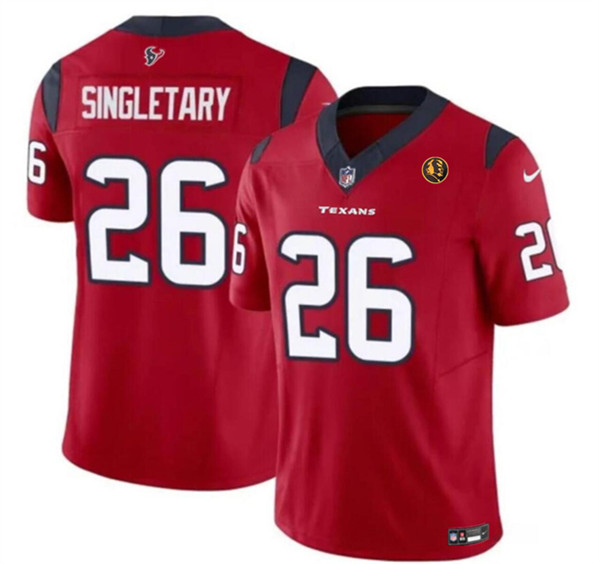 Men's Houston Texans #26 Devin Singletary Red 2023 F.U.S.E. With John Madden Patch Vapor Limited Football Stitched Jersey
