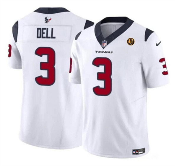 Men's Houston Texans #3 Tank Dell White 2023 F.U.S.E. With John Madden Patch Vapor Limited Football Stitched Jersey