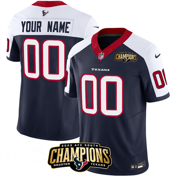 Men's Houston Texans Active Player Custom Navy/White 2023 F.U.S.E. AFC South Champions Patch Vapor Limited Football Stitched Jersey