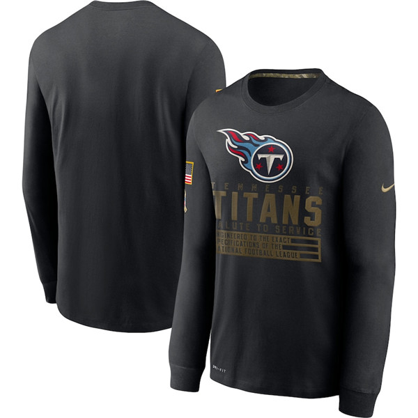 Men's Tennessee Titans 2020 Black Salute To Service Sideline Performance Long Sleeve NFL T-Shirt