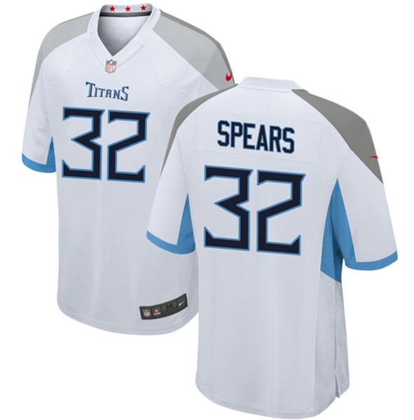 Men's Tennessee Titans #32 Tyjae Spears White Football Stitched Game Jersey