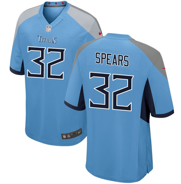 Men's Tennessee Titans #32 Tyjae Spears Light Blue Football Stitched Game Jersey