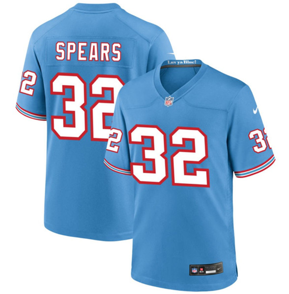 Men's Tennessee Titans #32 Tyjae Spears Blue Throwback Football Stitched Game Jersey