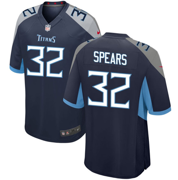 Men's Tennessee Titans #32 Tyjae Spears Navy Football Stitched Game Jersey