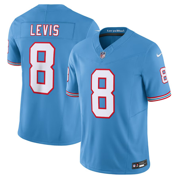 Men's Tennessee Titans #8 Will Levis Light Blue 2023 F.U.S.E. Vapor Limited Throwback Stitched Jersey