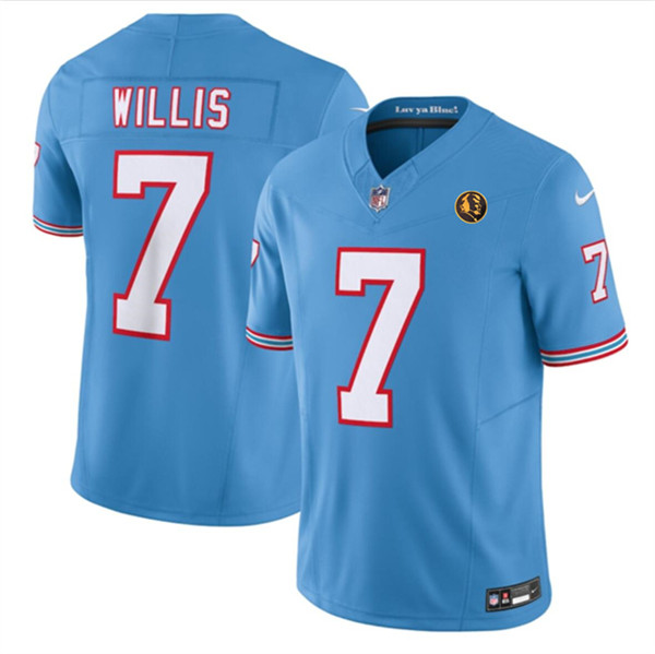Men's Tennessee Titans #7 Malik Willis Blue 2023 F.U.S.E. Throwback With John Madden Patch Vapor Limited Football Stitched Jersey