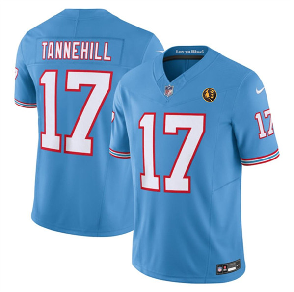 Men's Tennessee Titans #17 Ryan Tannehill Blue 2023 F.U.S.E. Throwback With John Madden Patch Vapor Limited Football Stitched Jersey