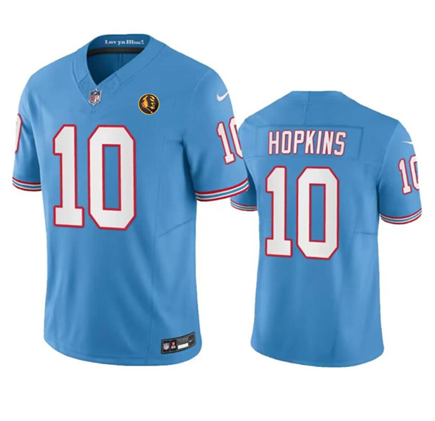 Men's Tennessee Titans #10 DeAndre Hopkins Blue 2023 F.U.S.E. Throwback With John Madden Patch Vapor Limited Football Stitched Jersey