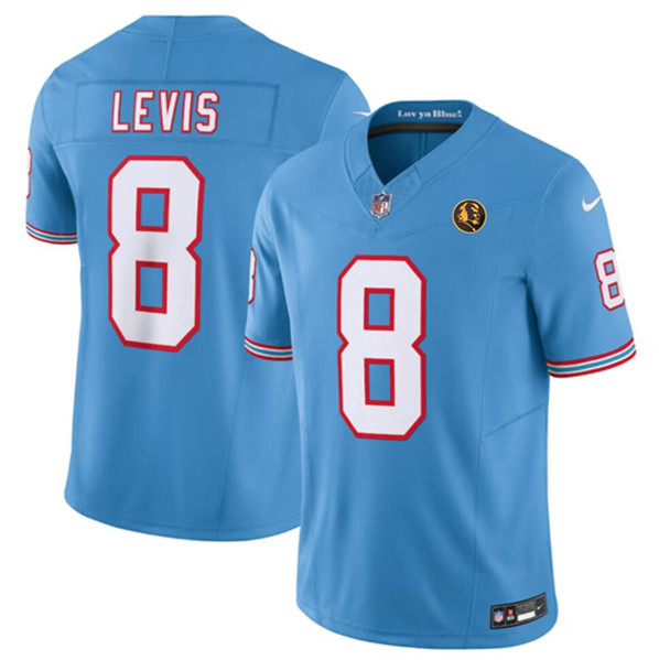 Men's Tennessee Titans #8 Will Levis Blue 2023 F.U.S.E. Throwback With John Madden Patch Vapor Limited Football Stitched Jersey