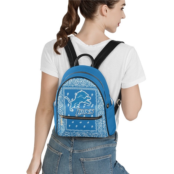 Detroit Lions PU Leather Casual Backpack 001