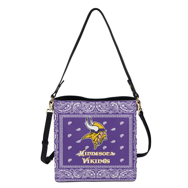 Minnesota Vikings PU Leather Bucket Handbag 001