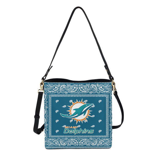 Miami Dolphins PU Leather Bucket Handbag 001