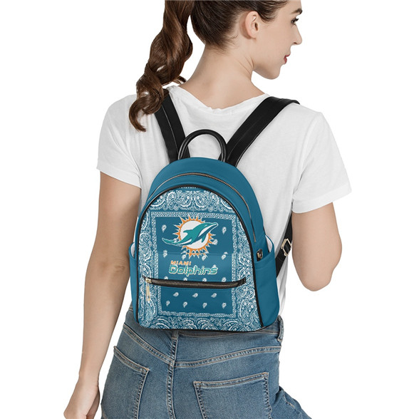 Miami Dolphins PU Leather Casual Backpack 001