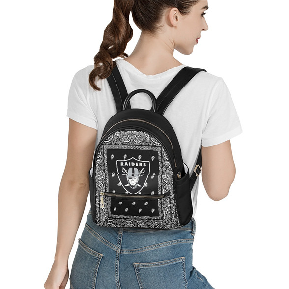 Las Vegas Raiders PU Leather Casual Backpack 001 [Raiders_backpack