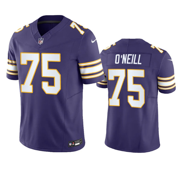 Men's Minnesota Vikings #75 Brian O'Neill Purple 2023 F.U.S.E. Vapor Untouchable Stitched Jersey