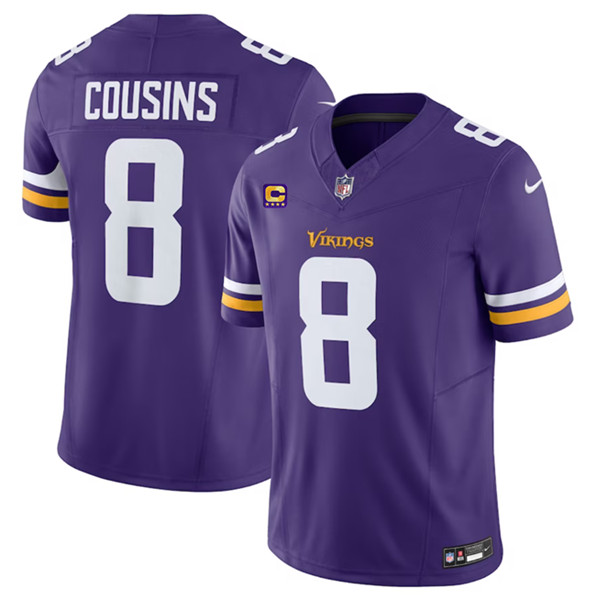 Men's Minnesota Vikings #8 Kirk Cousins Purple 2023 F.U.S.E. With 4-Star C Patch Vapor Untouchable Limited Football Stitched Jersey