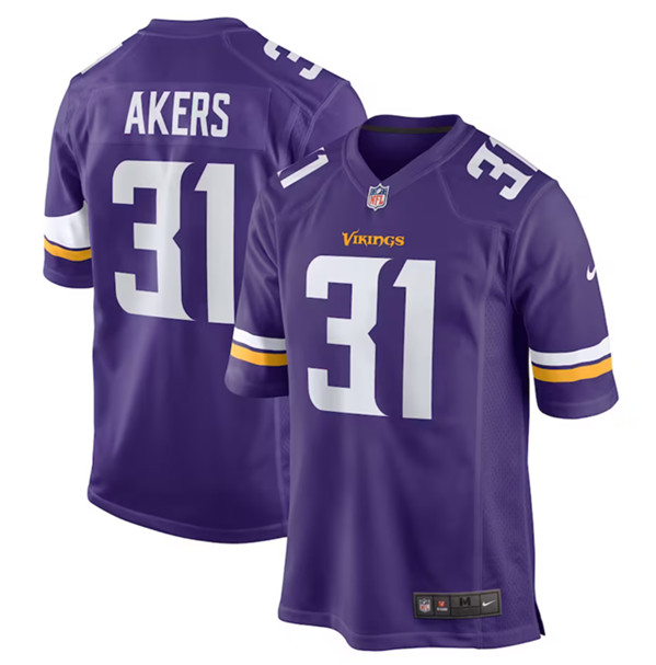 Men's Minnesota Vikings #31 Cam Akers Purple Stitched Game Jersey