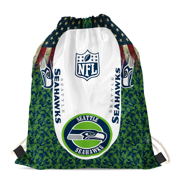 Seattle Seahawks Drawstring Backpack sack / Gym bag 18" x 14" 003