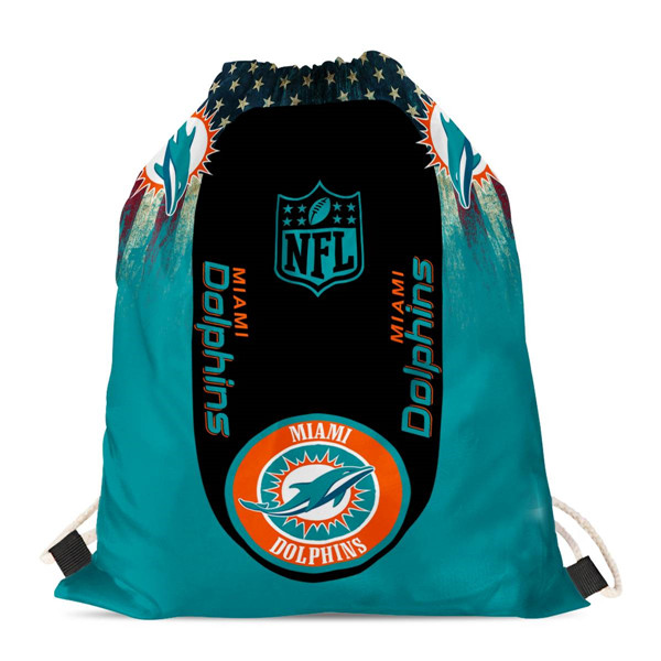 Miami Dolphins Drawstring Backpack sack / Gym bag 18" x 14" 002