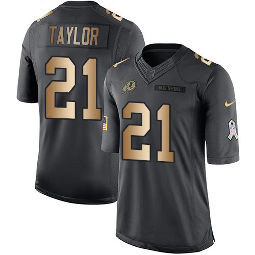 Nike Redskins #21 Sean Taylor Black Men's Stitched NFL Limited Gold Salute To Service Jersey