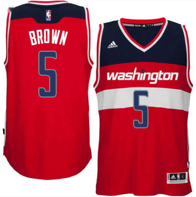 Men's Washington Wizards #5 Kwame Brown Stitched NBA Jersey