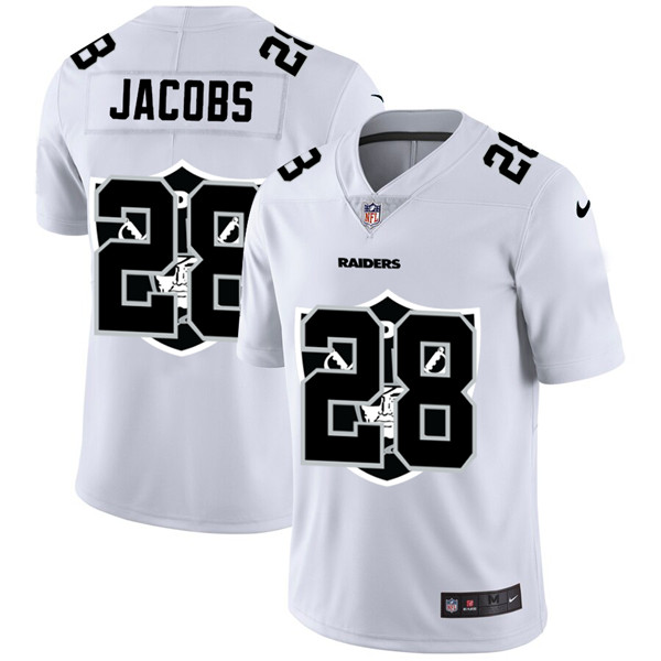 Men's Oakland Raiders #28 Josh Jacobs White Stitched NFL Jersey
