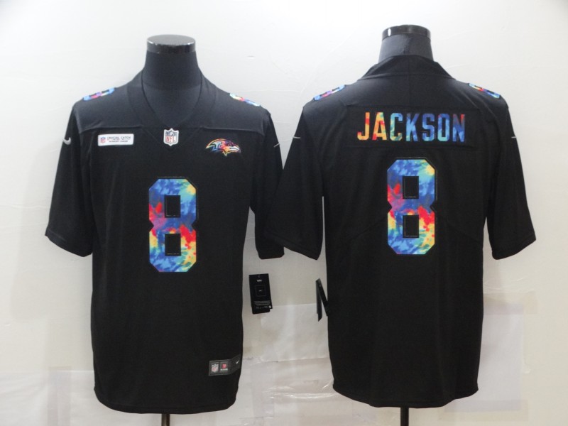 Men's Baltimore Ravens #8 Lamar Jackson 2020 Black Crucial Catch Limited Stitched NFL Jersey