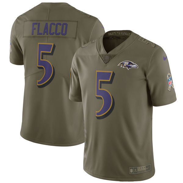 Men's Nike Baltimore Ravens #5 Joe Flacco Olive Salute to Service Limited Stitched NFL Jersey