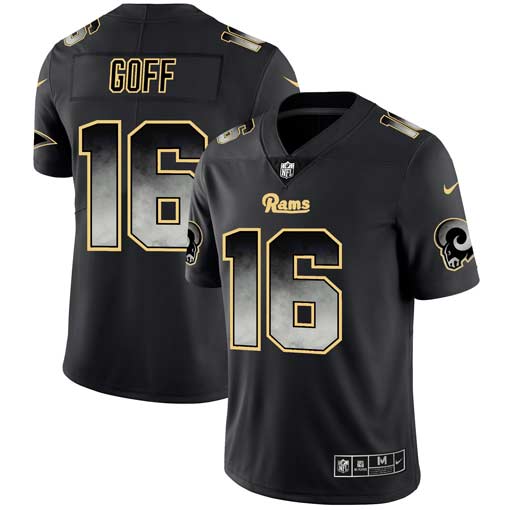 Men's Los Angeles Rams #16 Jared Goff Black 2019 Smoke Fashion Limited Stitched NFL Jersey