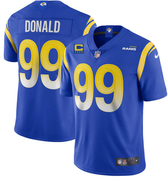 Men's Los Angeles Rams 2022 #99 Aaron Donald Blue With 4-star C Patch Stitched NFL Jersey