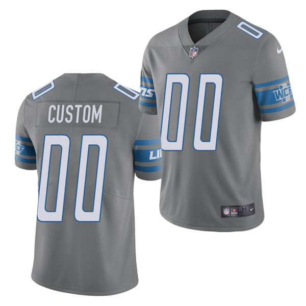 Men's Detroit Lions Customized Gray Team Color Vapor Untouchable Limited Stitched NFL Jersey (Check description if you want Women or Youth size)