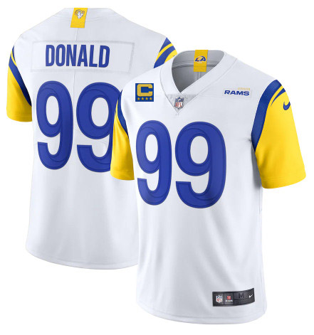 Men's Los Angeles Rams 2022 #99 Aaron Donald White With 4-star C Patch Stitched NFL Jersey