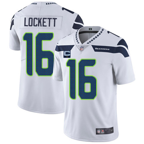 Men's Seattle Seahawks 2022 #16 Tyler Lockett White With 1-star C Patch Vapor Untouchable Limited Stitched NFL Jersey