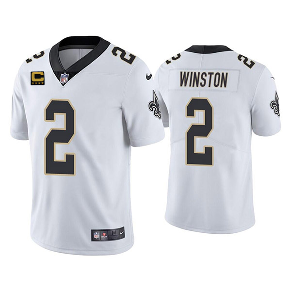 Men's New Orleans Saints 2022 #2 Jameis Winston White With 4-star C Patch Vapor Untouchable Limited Stitched NFL Jersey
