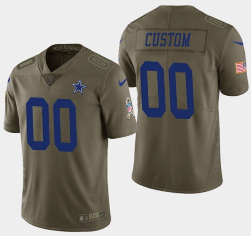 Youth Cowboys Custom Olive Salute to Service Limited Stitched NFL Jersey