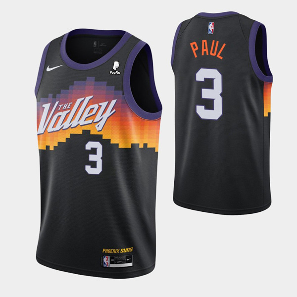 Men's Phoenix Suns #3 Chris Paul Black City Edition New Uniform 2020-21 Stitched NBA Jersey