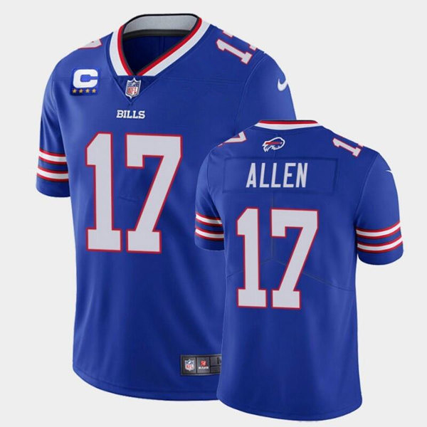 Men's Buffalo Bills 2022 #17 Josh Allen Royal With 4-star C Patch Vapor Untouchable Limited Stitched Jersey