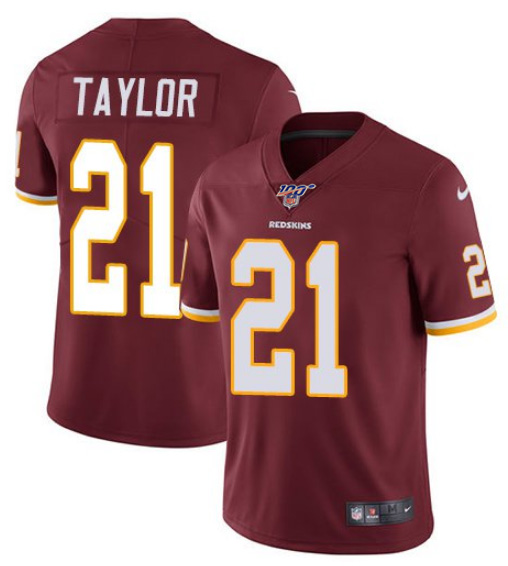 Men's Redskins 100th #21 Sean Taylor Red Limited Stitched NFL Jersey