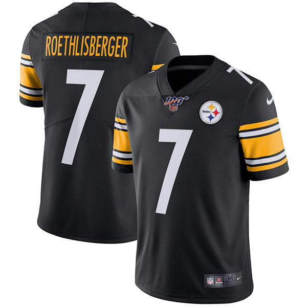 Men's Pittsburgh Steelers 100th #7 Ben Roethlisberger Black Stitched NFL Vapor Untouchable Limited Jersey