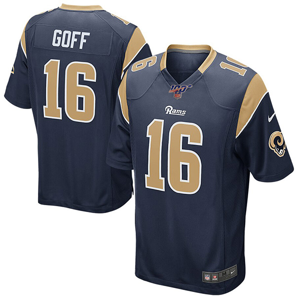 Men's Los Angeles Rams 100th #16 Jared Goff Navy Blue Vapor Untouchable Limited Stitched NFL Jersey